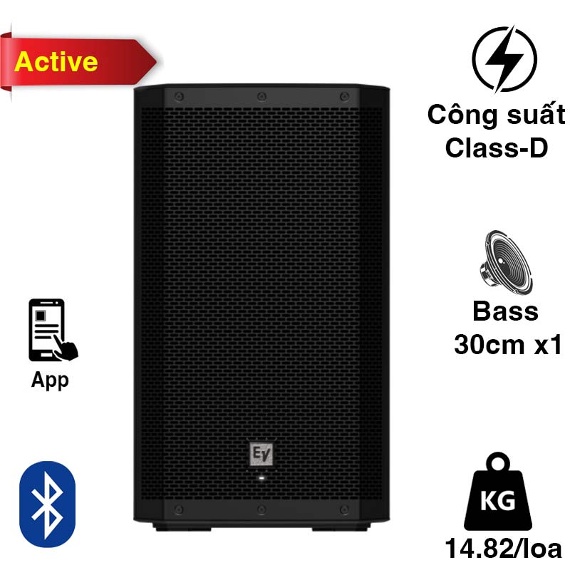 Loa Electro voice ZLX12P-G2, Bass 30cm, Max 1000W, 127db, Bluetooth, XLR, Hi-Z, Mixer 4 kênh