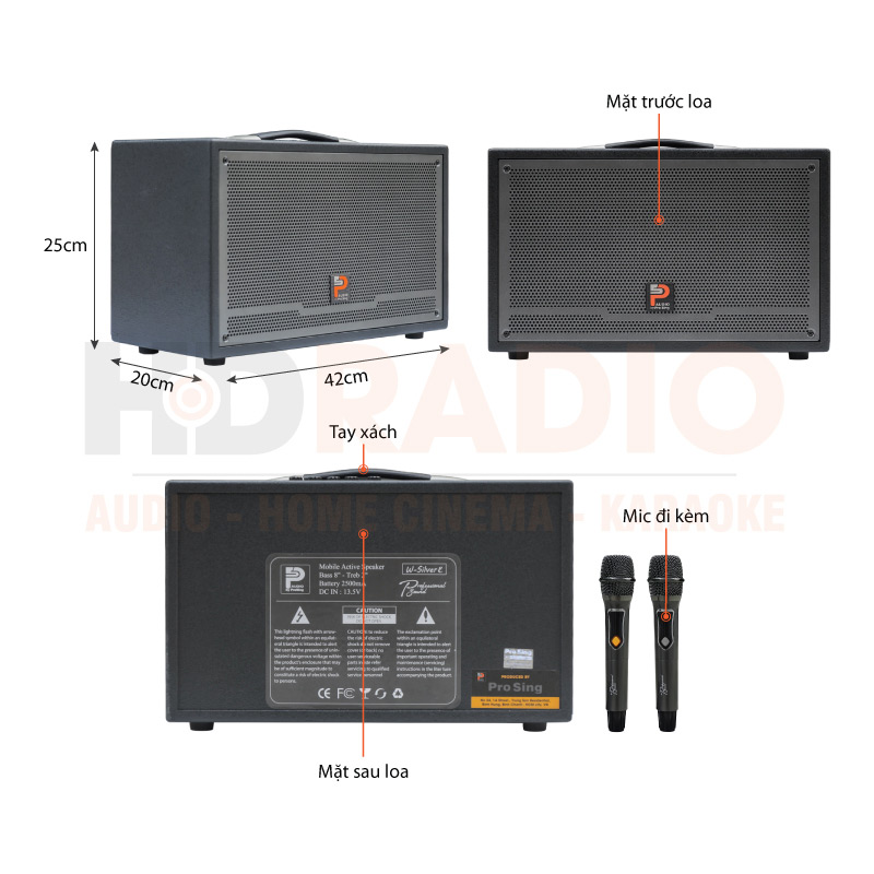 Chú thích Loa kéo ProSing W Silver-E