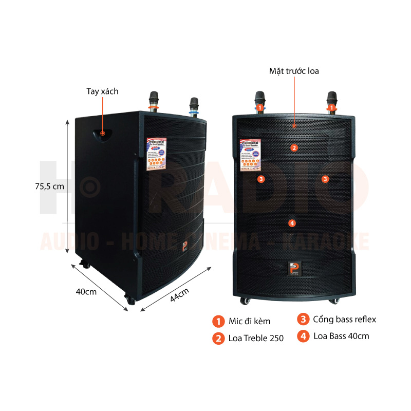 Chú thích Loa kéo ProSing W15 Titan