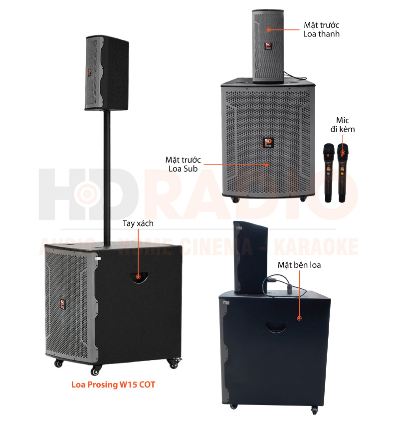 Chú thích Loa kéo ProSing W15 COT