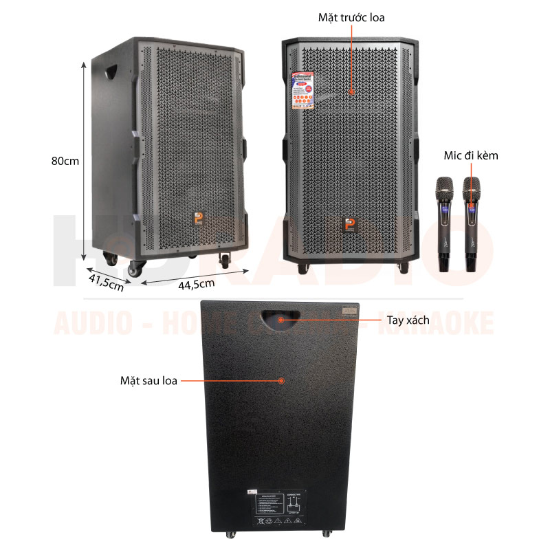 Chú thích Loa kéo ProSing W15 Super