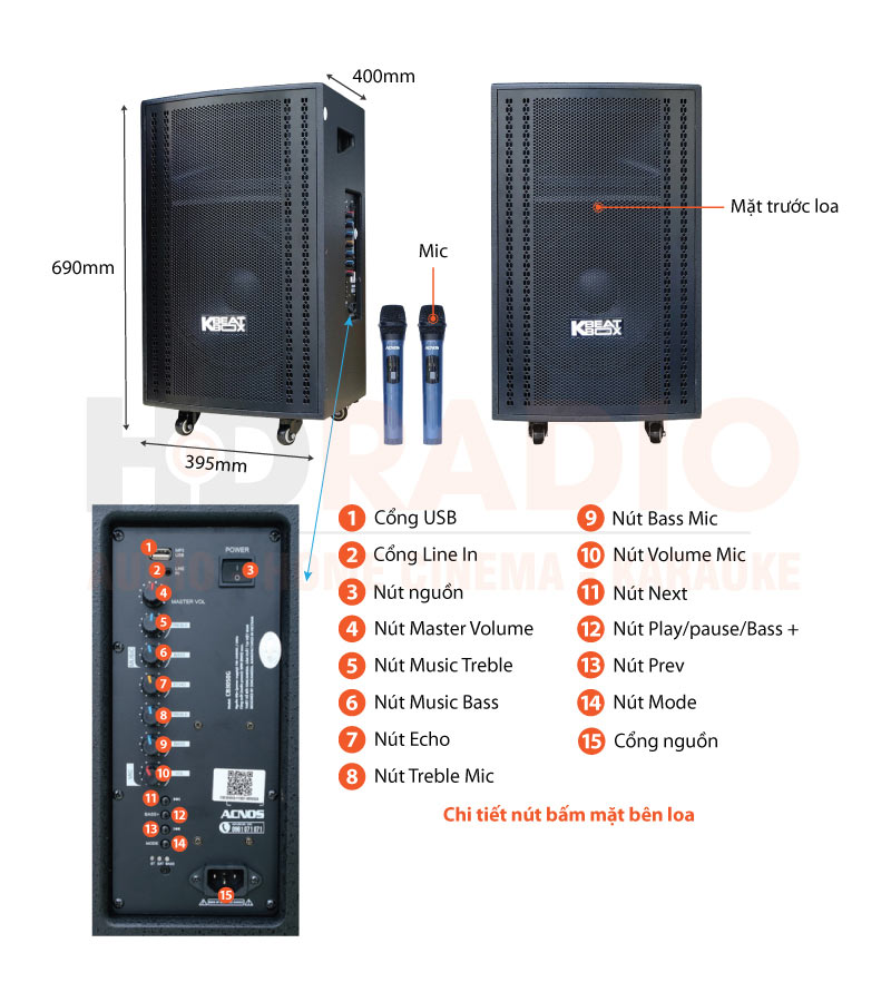 Chú thích loa kéo Acnos CB3050G