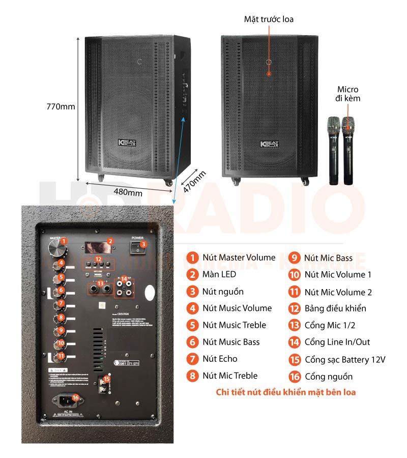 Chú thích loa kéo Acnos CB501GN