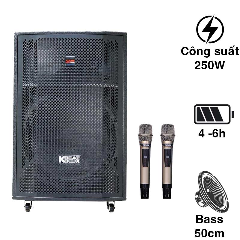 Loa Acnos CB51Neo, Bass 50cm, Công suất 250W, Kèm 2 micro