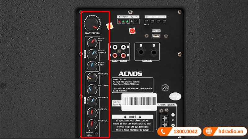 Loa kéo Acnos CBX15G điều chỉnh dễ dàng