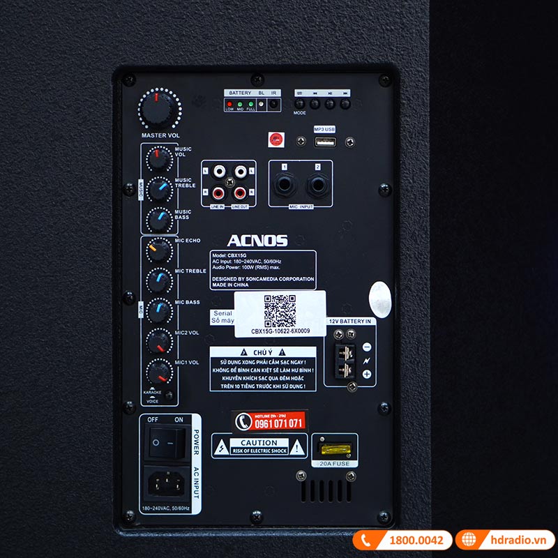 Loa kéo Acnos CBX15G kết nối đa dạng 