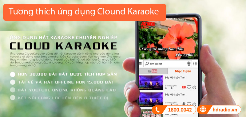 Loa Acnos CS300 tương thích ứng dụng Clound Karaoke