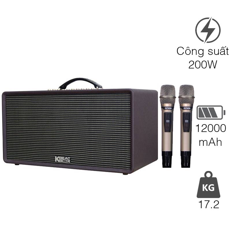 Loa Acnos FLAC 36, Bass 20cm, Công suất 200W, Bluetooth, Kèm 2 Tay Micro