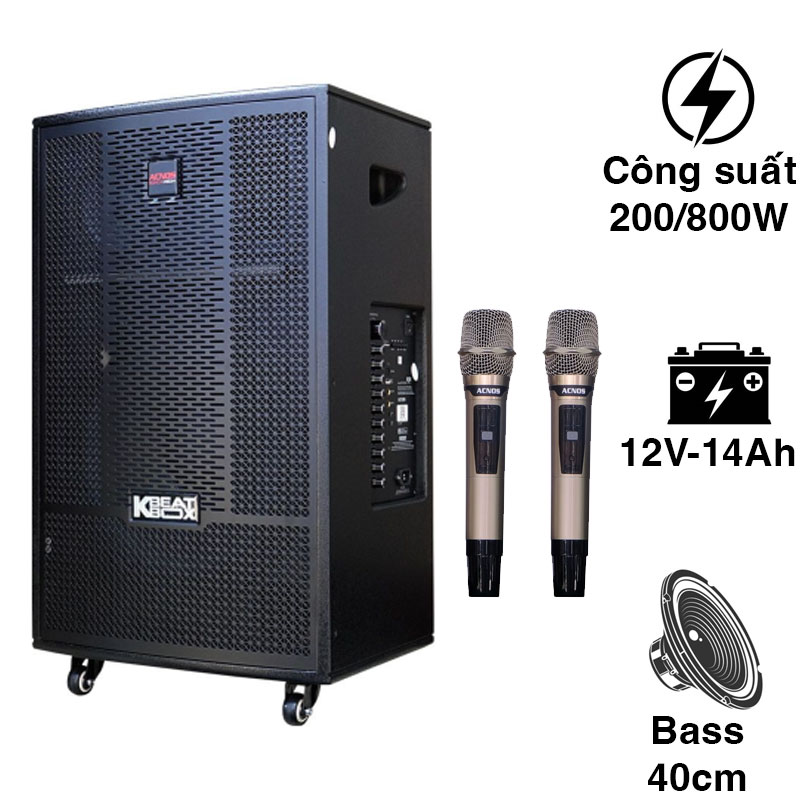 Loa Acnos CB41Neo, Bass 40cm, Công suất 200W, 2 Micro