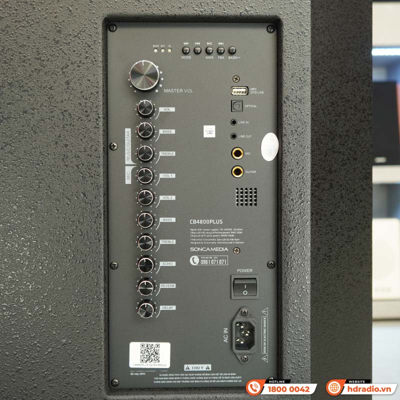 Loa kéo Acnos CB4800Plus, Bass 40cm, Công Suất 150W RMS, Bluetooth, 2 Tay Micro-5