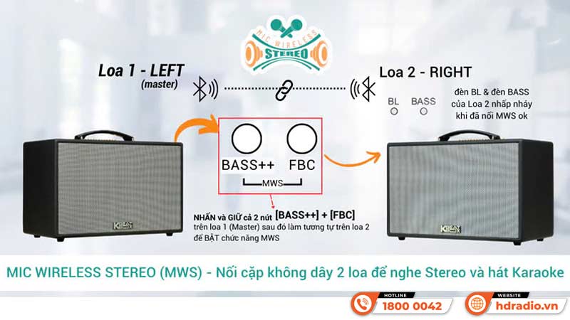 Ghép đôi 2 Loa Acnos CS261PU