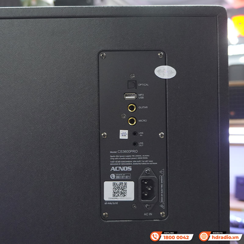 Loa Acnos CS3600Pro, Bass 25cm, 220W, AUX, Optical, Kèm 2 Tay Mic-8