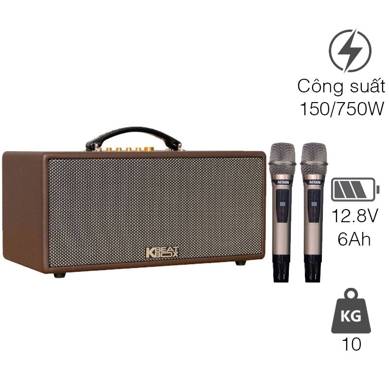 Loa Acnos CS366 Plus, Bass 14cm, Bluetooth, Công Suất 150W, Pin Từ 3 Đến 5 giờ, Có Reverb, Kèm 2 tay mic