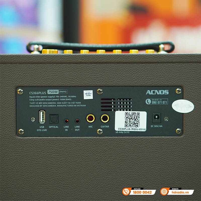 Loa Acnos CS366 Plus, Bass 14cm, Bluetooth, Công Suất 150W, Pin Từ 3 Đến 5 giờ, Có Reverb, Kèm 2 tay mic-6
