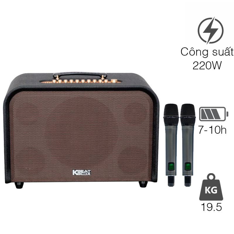 Loa Acnos Harmony, Bass 25cm, Có Quai Xách, Công suất 220W, Pin 10H có thể tháo rời, DSP mới, Bluetooth 5.0, 2 Mic UHF, Màu Đẹp