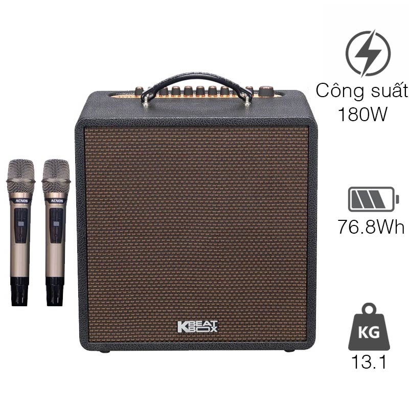 Loa Acnos QUAD 68 Pro, Công Suất 180W, Bluetooth, AUX, Optical, Mic Wireless Stereo, 2 Tay Micro