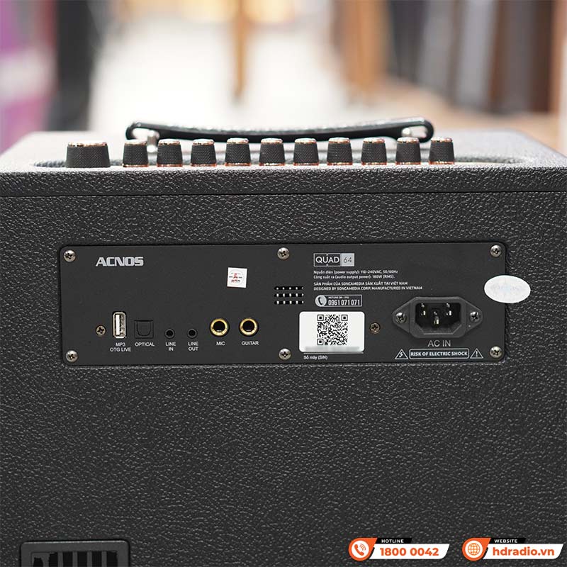 Loa Acnos QUAD 64 V2, Công suất 180W, Bluetootth, AUX, Optical, USB, Mic Wireless Stereo, 2 Tay Micro-5