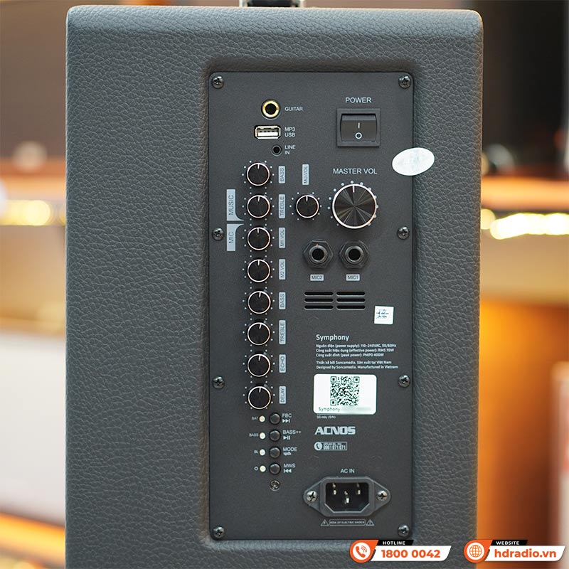 Loa Acnos Symphony, Bass 25cm, Công suất 70W, Bluetooth 5.0, USB, LINE IN, Guitar-7