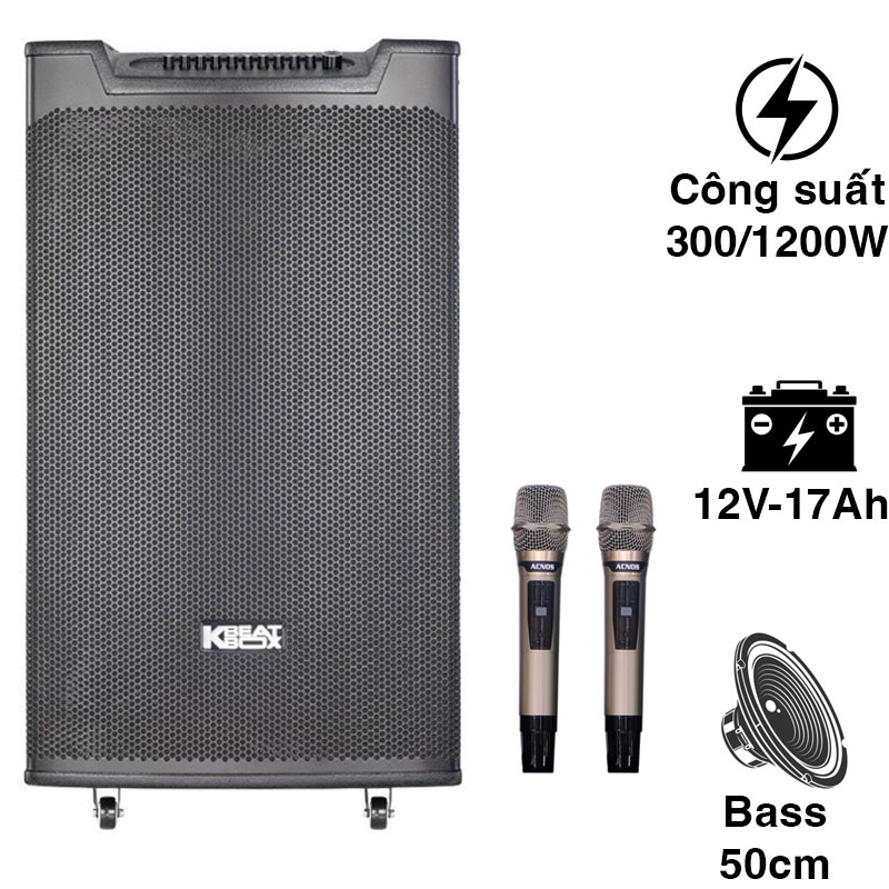 Loa Acnos Top 530, Bass 50cm, Công Suất 300W, Bluetooth, 2 Tay Micro