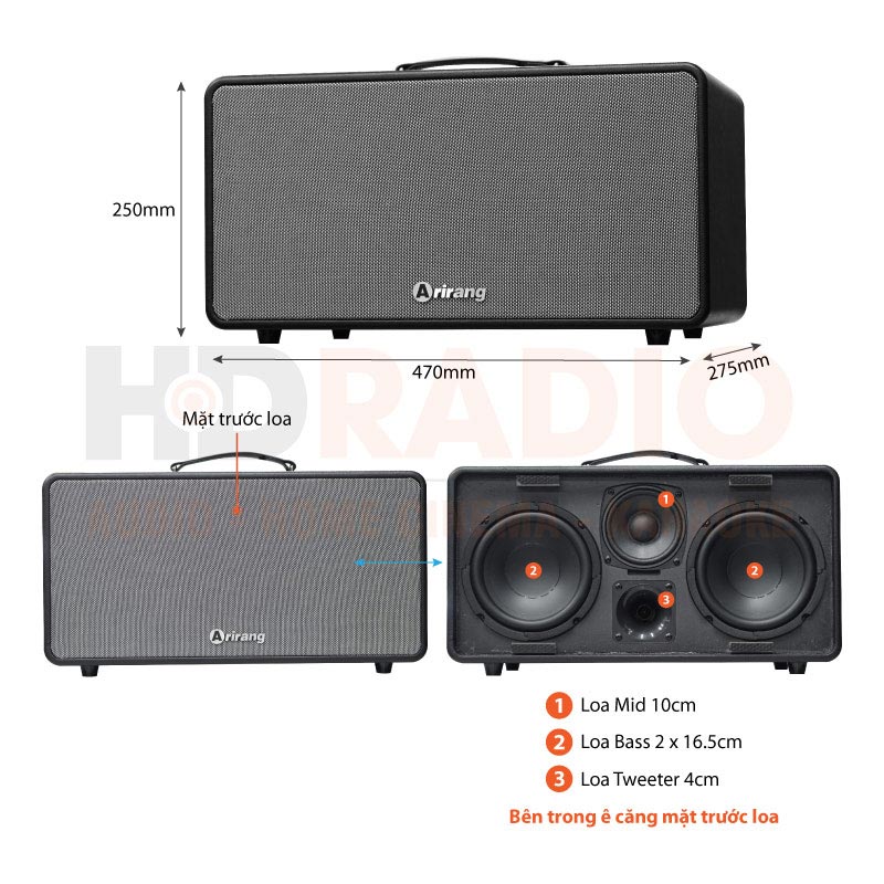 Loa Arirang MB2 Pro+ Plus, Công Suất 200W, Bass 16.5 cm, Kèm 2 Tay Mic-1