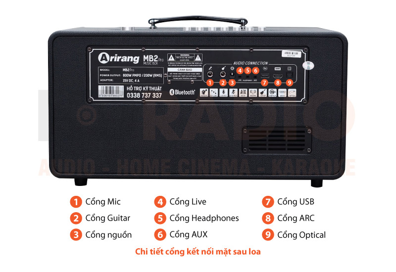 Chú thích loa Ariang MB2 Pro