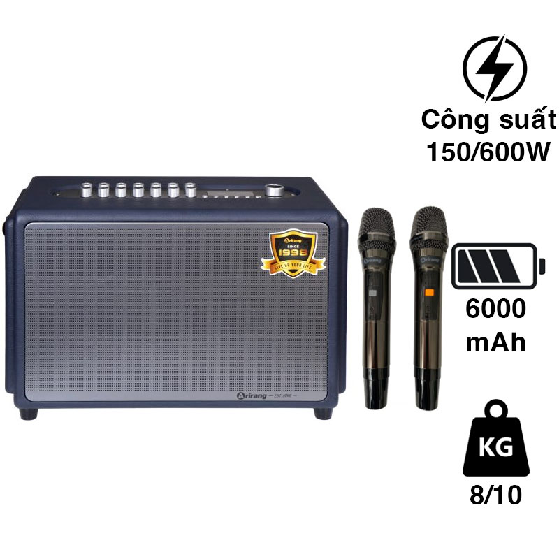 Loa Arirang Classic 1 New 2026 (DSP Mới) Bass 16.5cm, Công Suất 150W, Bluetooth, Kèm 2 Tay Mic