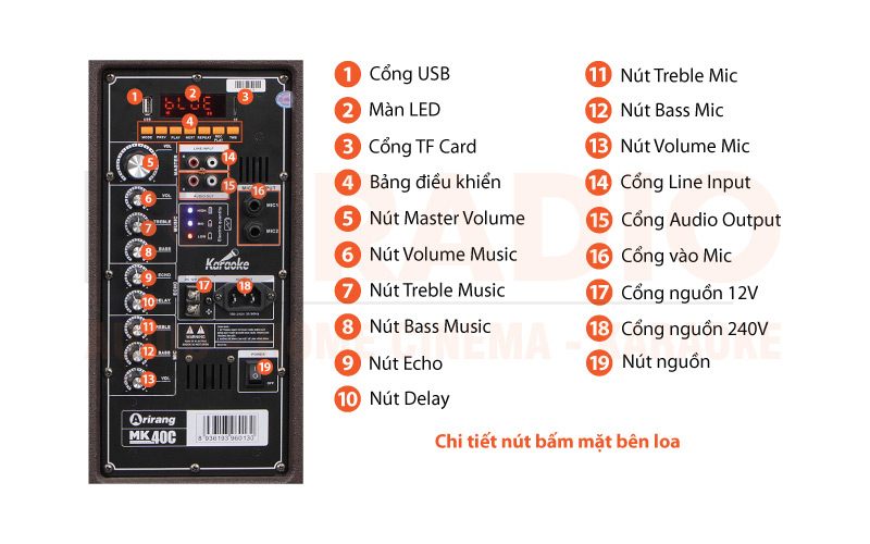 chú thích loa kéo Arirang MK40C chú thích loa kéo Arirang MK40C