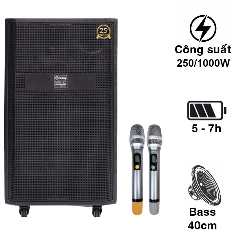 Loa Arirang MK1 New, Bass 40cm, Công suất RMS 250W, Kèm 2 micro UHF