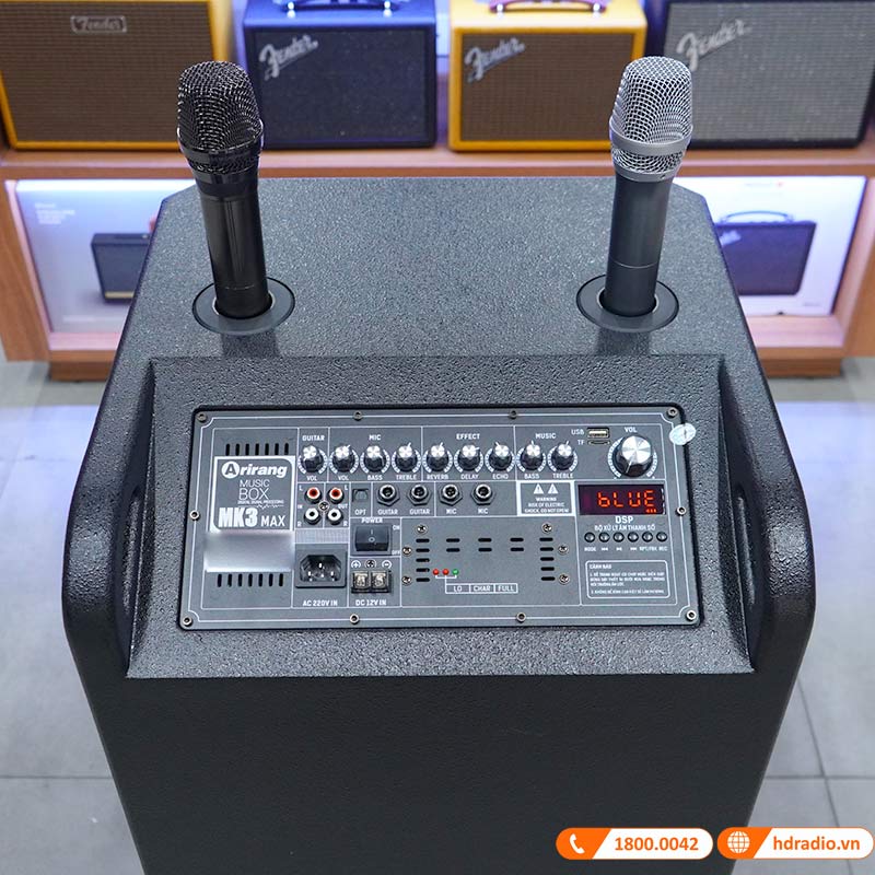 Loa kéo Arirang MK3 Max, Bass 40cm, công suất 350W, Pin 5-7h, kèm 2 tay micro-12