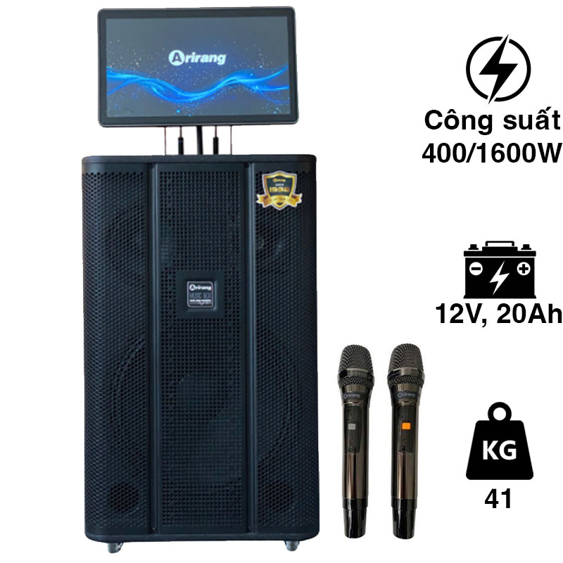 Loa Arirang MK5S, Có màn hình cảm ứng 18.5 inch Full HD, Bass 40cm, Công suất 400W, Bluetooth 5.3, HDMI, USB