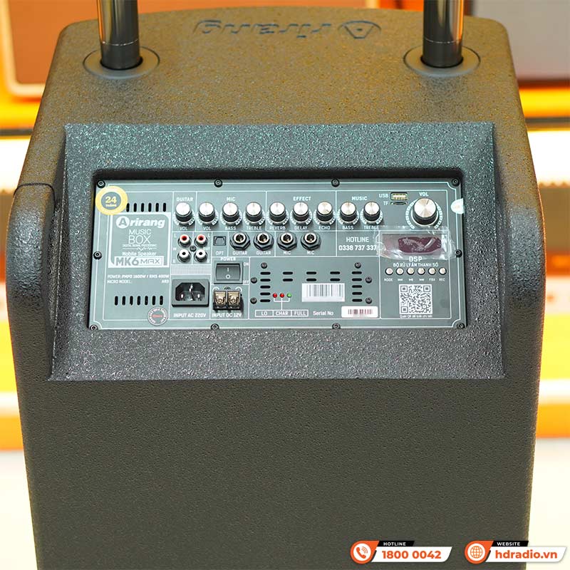 Loa Arirang MK6 MAX, Bass 40cm, Công suất RMS 400W, Bluetooth, Guitar, Kèm 2 micro-5