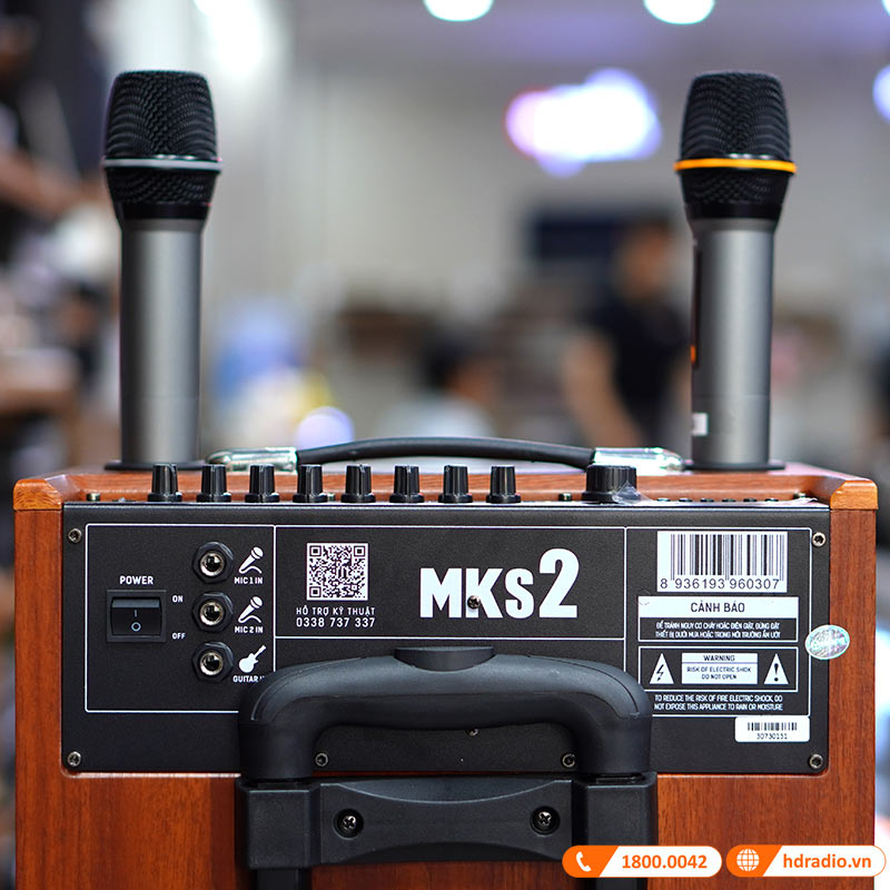 Loa Arirang MKS2, Bass 30cm, Công suất 80W, Bluetooth, AUX, USB, Thẻ Nhớ, Mic, Guitar, Kèm 2 micro-18