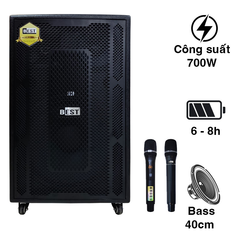 Loa Kéo Best 6800S, Bass 40cm, Công suất 700W, Bluetooh, USB, Đài FM