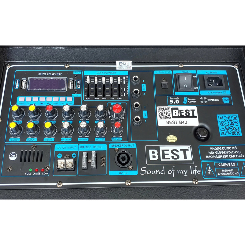 Loa kéo Best B40, Bass 40cm, Công suất 500W, Bluetooth, USB, Đài FM-6