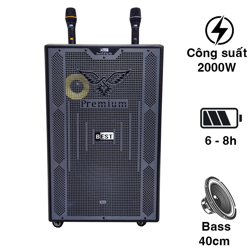 Loa kéo Best S40, Bass 40cm, Công suất 2000W, Bluetooth 5.0