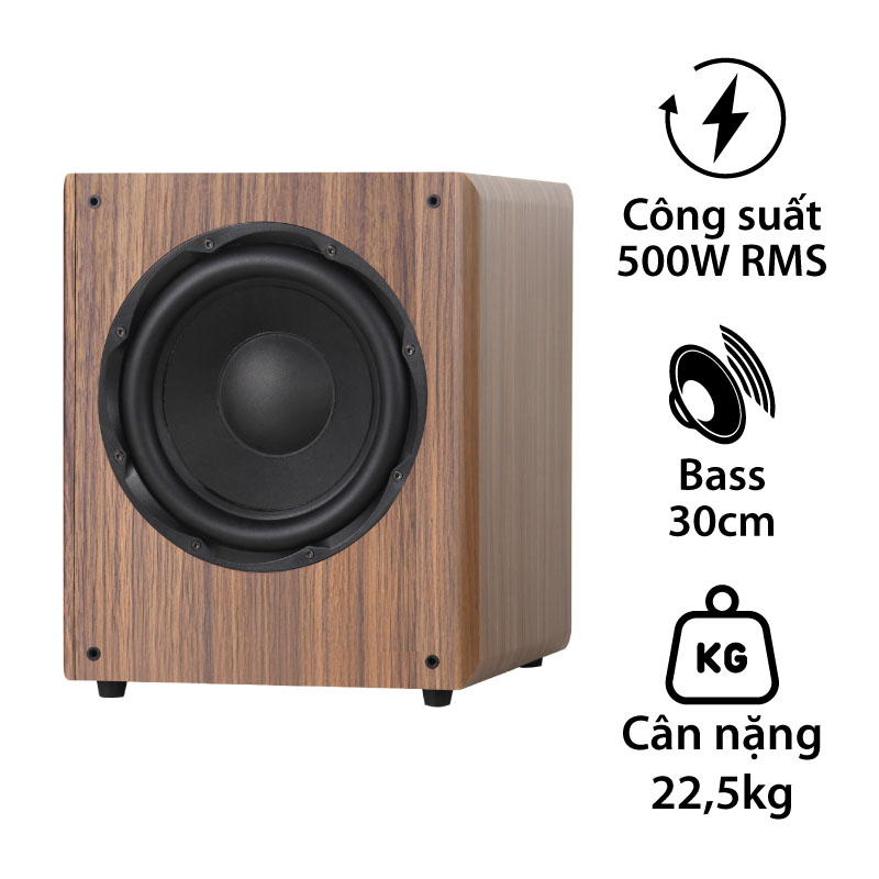 Loa sub Kadma SU30 (Bass 30cm, 500W, Độ nhạy 86dB, RCA) Loa sub Kadma SU30 (Bass 30cm, 500W, Độ nhạy 86dB, RCA)