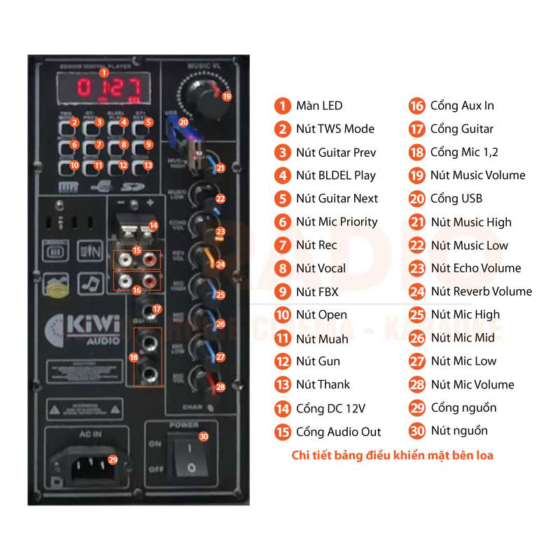 Chú thích Loa kéo Kiwi K6012