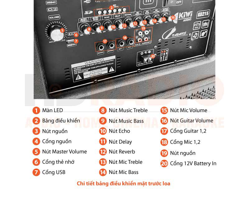 Chú thích Loa kéo Kiwi K8215
