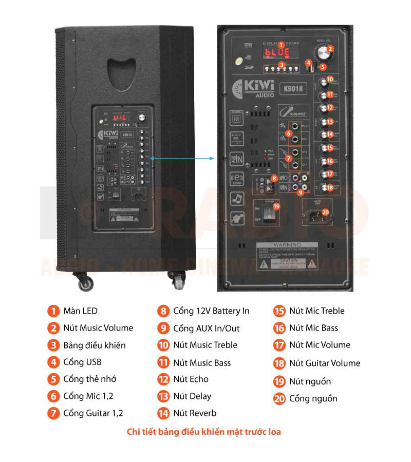 Chú thích Loa kéo Kiwi K9018