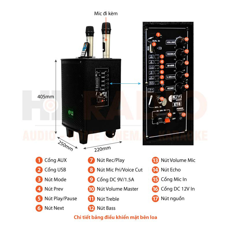 Chú thích Loa kéo Kiwi XT8