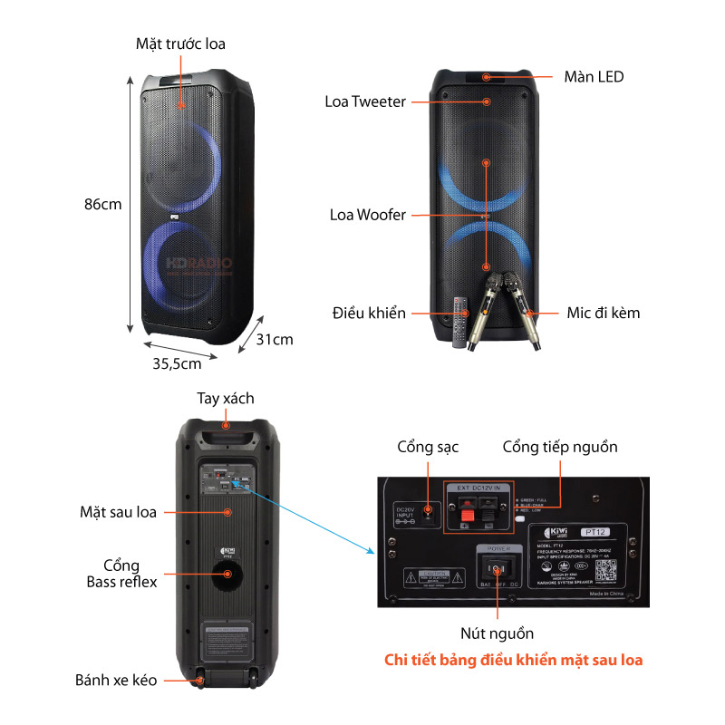 Chu thich loa keo Kiwi PT12