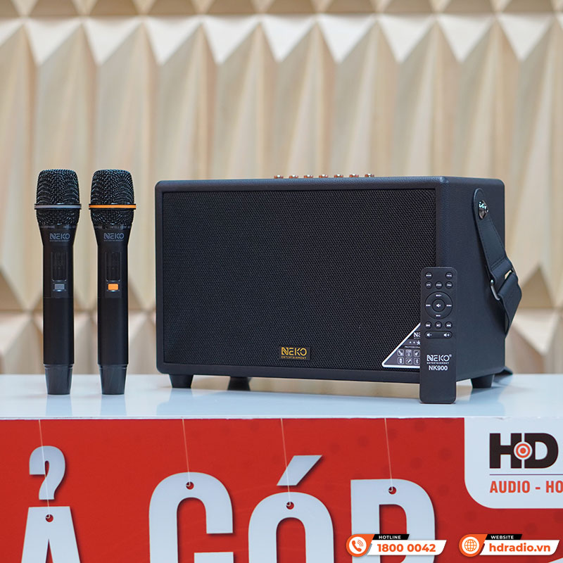 Loa Neko NK900, 120W, Bass 10cm, Bluetooth 5.0, Kèm 2 Micro (có sẵn pin cho mic và có thể sạc lại)-2