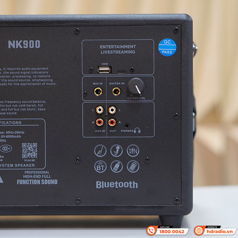 Loa Neko NK900, 120W, Bass 10cm, Bluetooth 5.0, Kèm 2 Micro (có sẵn pin cho mic và có thể sạc lại)-8