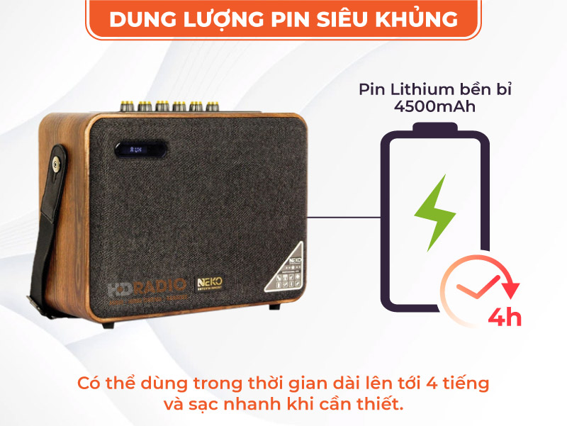 Loa di dong Neko NK01 Pin 4 gio
