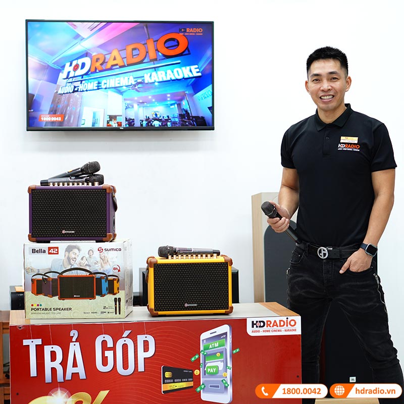 Loa Sumico Bella 42 Chính Hãng, Pin 8h, Công Suất 100W, Bluetooth, AUX, USB, Optical, HDMI, Kèm 2 Micro-23