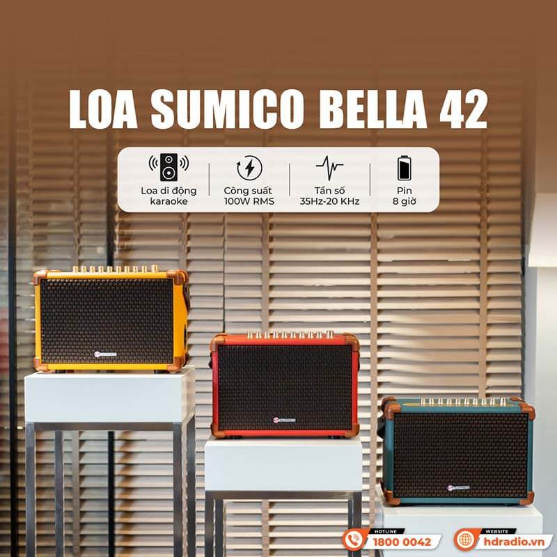 Loa Sumico Bella 42 Chính Hãng, Pin 8h, Công Suất 100W, Bluetooth, AUX, USB, Optical, HDMI, Kèm 2 Micro-29