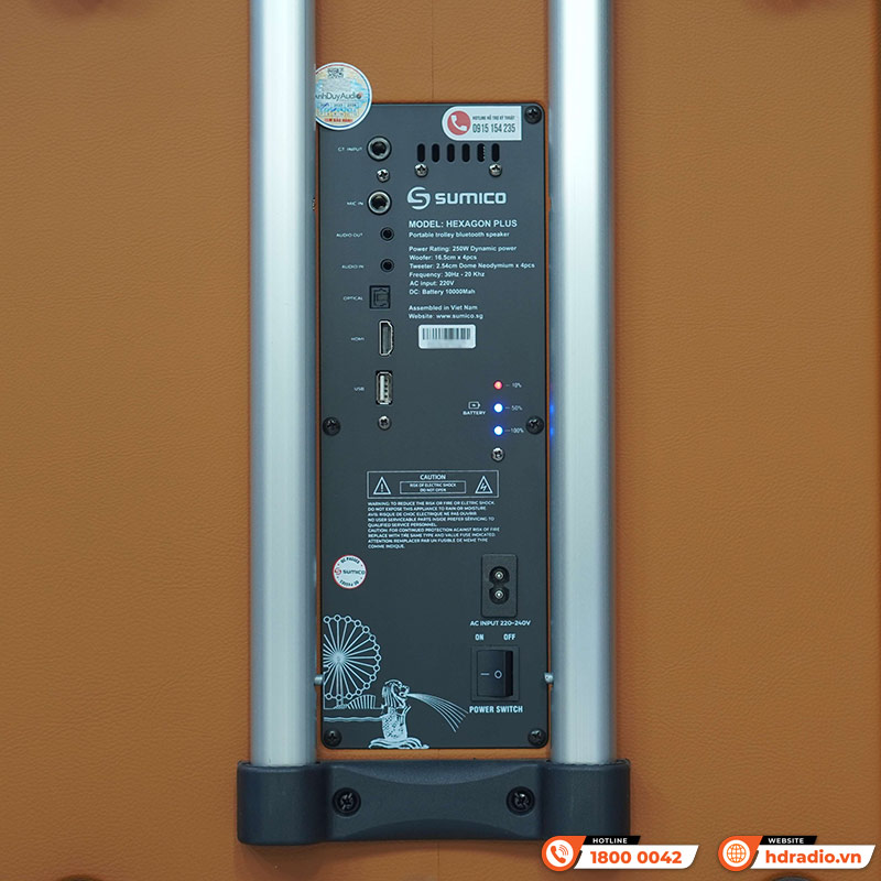 Loa Sumico Hexagon Plus, Bass 16.5cm, Công suất 250W, Pin 8h, Đa Hướng, Kèm 2 Micro-10