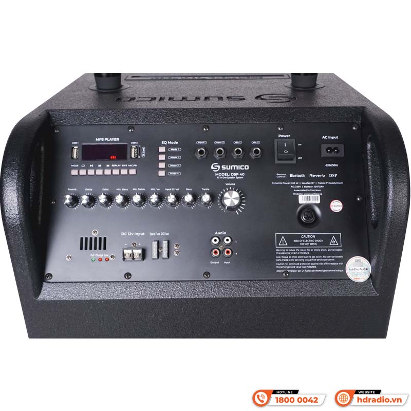Loa Sumico DSP40 (Bass 40cm, 350W, 30Hz - 20KHz, Pin 8H, Bluetooth 5.0, USB, RCA, TF)-9