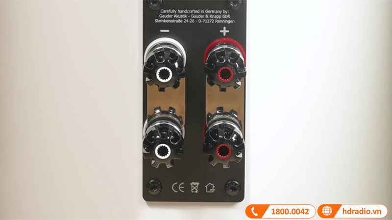 Loa Gauder Akustik Capello 40 được trang bị thiết bị đầu cuối BiWiring với cọc liên kết WBT Loa Gauder Akustik Capello 40