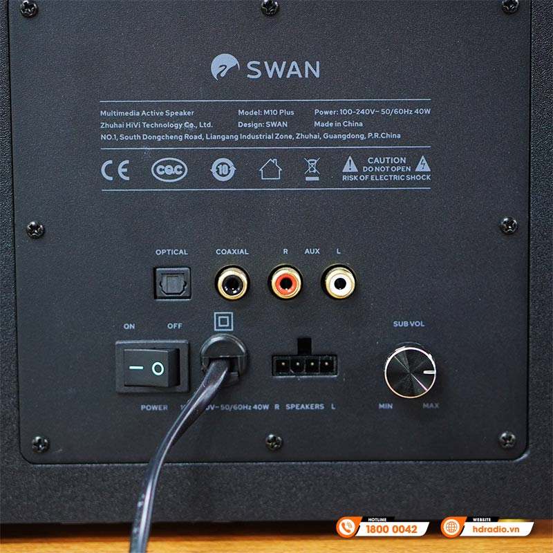 Bộ Loa vi tính 2.1 Hivi Swan M10 Plus, Công suất 60W, Bluetooth, Optical, Coaxial, Aux-9